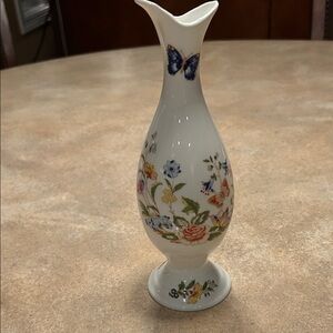 Aynsley Floral Porcelain Vase with Butterfly Design